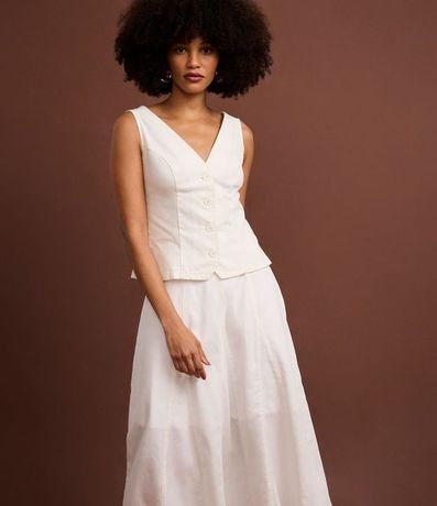 Pollera Evasê Midi en Sarga con Recortes y Nesgas 5