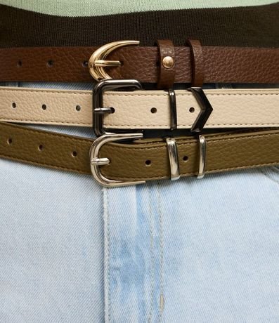 Kit 03 Cintos Medianos en Floater con Hebillas y Metales en Light Gold 6