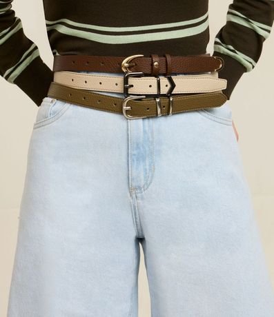 Kit 03 Cintos Medianos en Floater con Hebillas y Metales en Light Gold