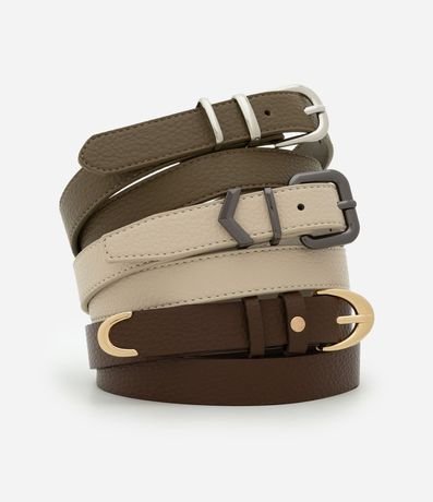 Kit 03 Cintos Medianos en Floater con Hebillas y Metales en Light Gold 2