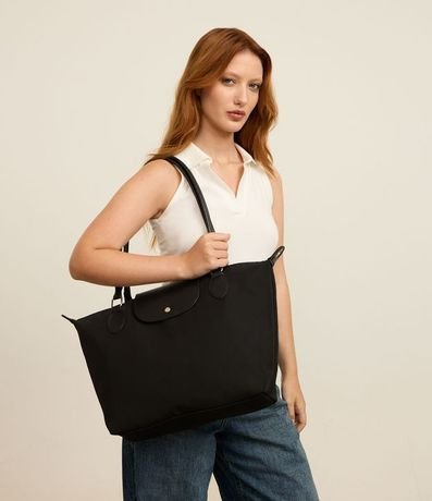 Cartera Grande con Cremallera Solapa y Asa Doble