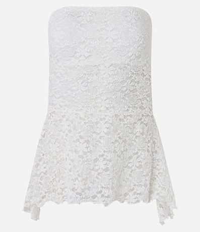 Blusa Sin Breteles en Encaje con Puntas Diferenciadas 5