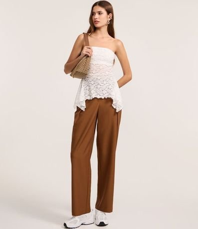 Blusa Sin Breteles en Encaje con Puntas Diferenciadas 2