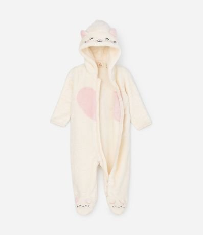 Mono Infantil con Capucha Bordado de Gatita – Talle 0 a 18 Meses 3