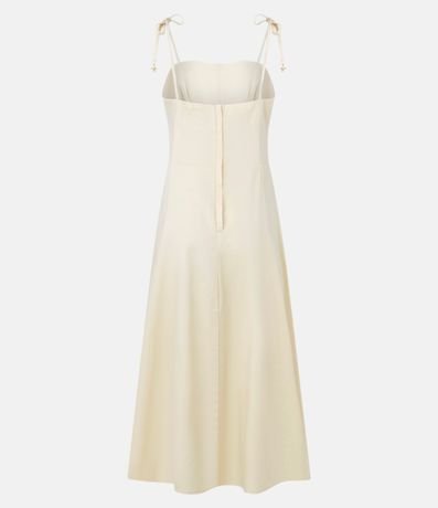 Vestido Midi en Sarga con Bretel Fino y Busto Recortado 6