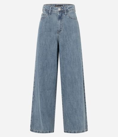 Pantalón Pantalona Cintura Alta en Jeans con Bolsillos 6