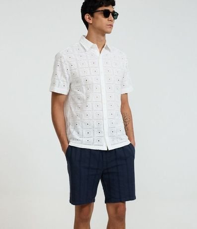 Bermuda Recta de Playa Texturizada en Rayas 3