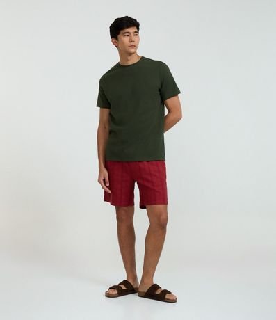 Bermuda Recta de Playa Texturizada en Rayas