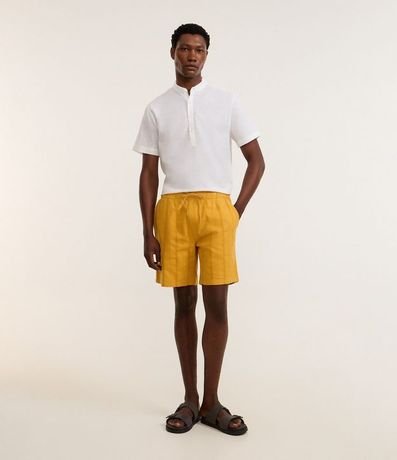 Bermuda Recta de Playa Texturizada en Rayas