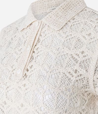 Blusa en Punto de Efecto Ganchillo con Cuello Polo 7