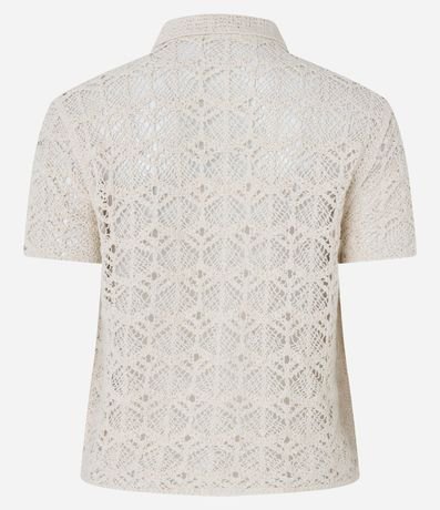 Blusa en Punto de Efecto Ganchillo con Cuello Polo 8