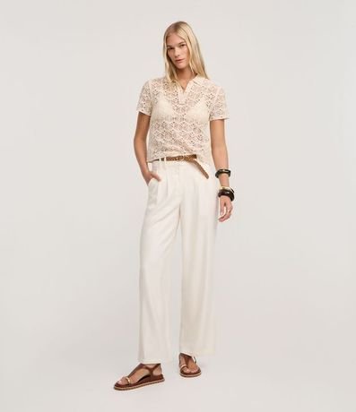 Blusa en Punto de Efecto Ganchillo con Cuello Polo 2