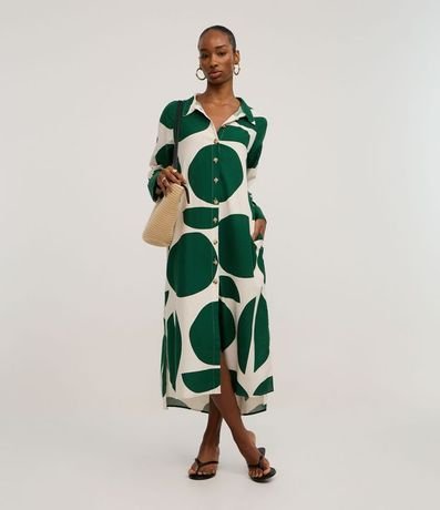 Vestido Chemise en Viscolino con Estampa Abstracta 2