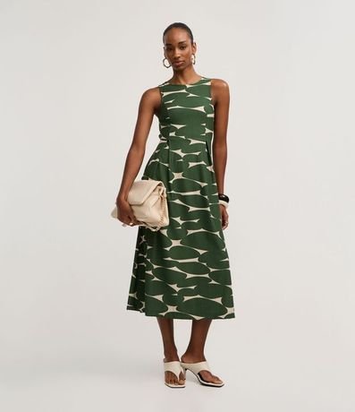 Vestido Midi en Piquet con Estampa Abstracta 2