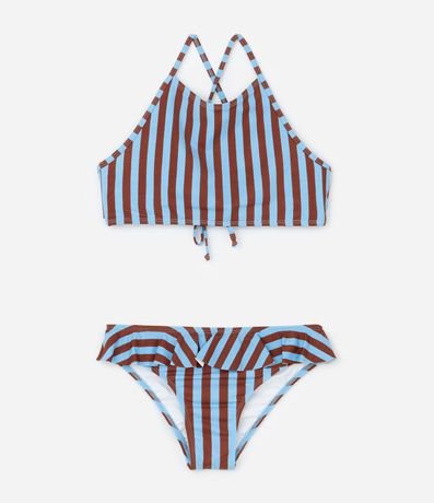Bikini Infantil en Microfibra con Estampa de Rayas - Talle 4 a 14 años
