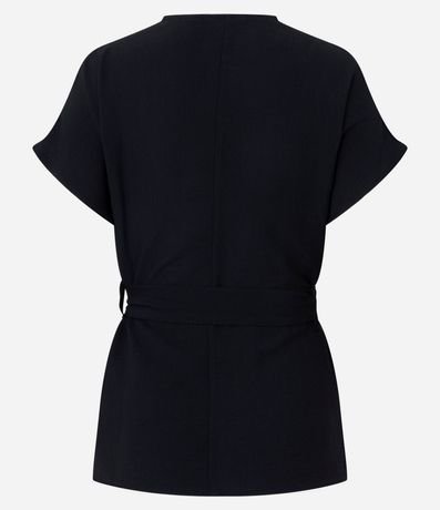 Blusa en Viscosa con Escote V y Cinturón Amarraciones 6