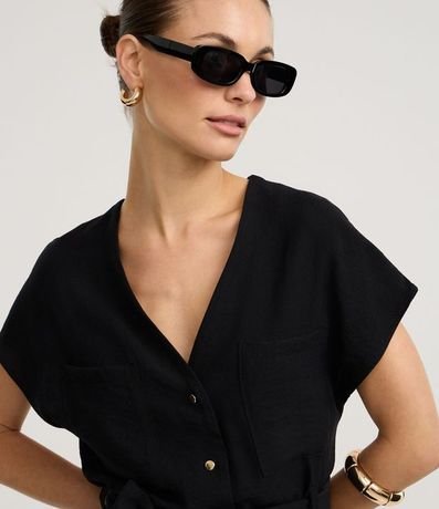 Blusa en Viscosa con Escote V y Cinturón Amarraciones 3