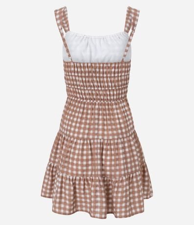 Vestido Corto Evasê en Viscosa y Estampado de Cuadros Vichy 6