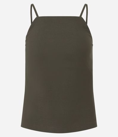 Blusa Ajustada em Viscose com Alça Fina e Decote Reto 5