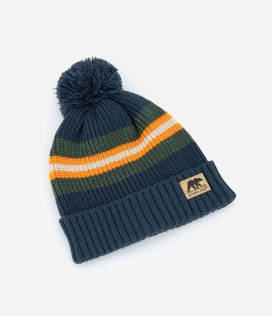 Gorro Infantil en Punto Listrado con Pompón – Talle U 1