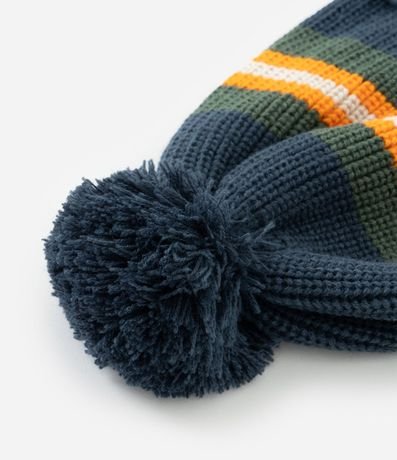 Gorro Infantil en Punto Listrado con Pompón – Talle U 2
