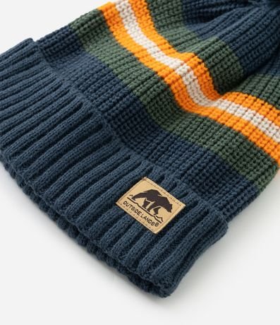 Gorro Infantil en Punto Listrado con Pompón – Talle U 3