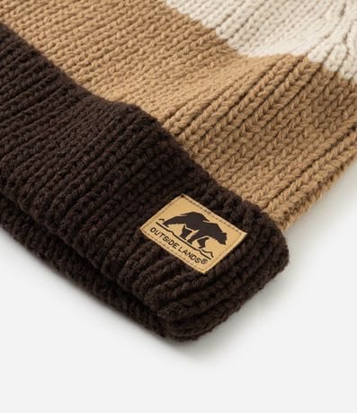 Gorro Infantil Rayada en Punto con Etiqueta Aplicada – Talle U 2