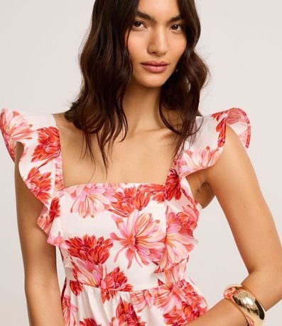 Vestido Evasê Midi en Tricolina con Estampa Floral 4