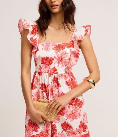 Vestido Evasê Midi en Tricolina con Estampa Floral 6