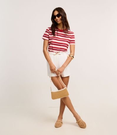 Blusa en Algodón con Rayas Variadas y Cuello Redondo 2