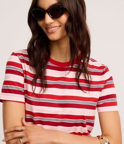 Blusa en Algodón con Rayas Variadas y Cuello Redondo 3