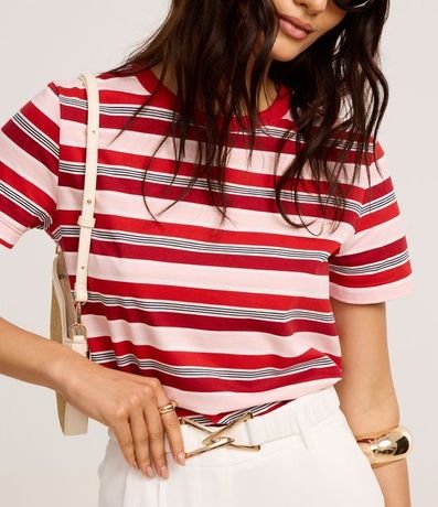 Blusa en Algodón con Rayas Variadas y Cuello Redondo 4