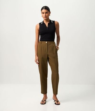 Pantalón Carrot en Crepé con Cintura de Elástico 1