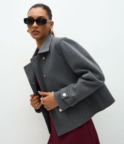 Saco Regular en Polivelour con Abotonado Doble 5