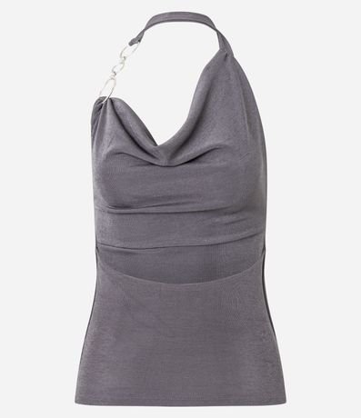 Blusa Frente Única en Microfibra con Escote Degagê 8