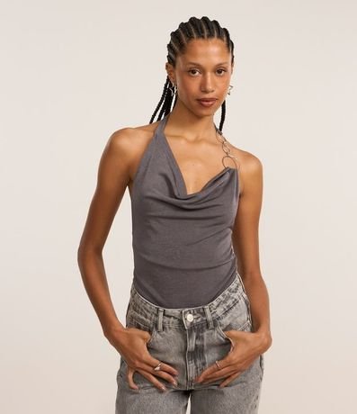 Blusa Frente Única en Microfibra con Escote Degagê