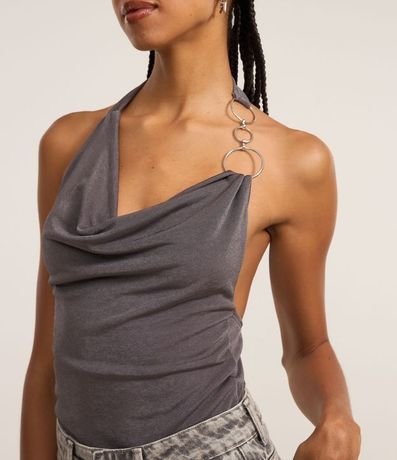 Blusa Frente Única en Microfibra con Escote Degagê 3