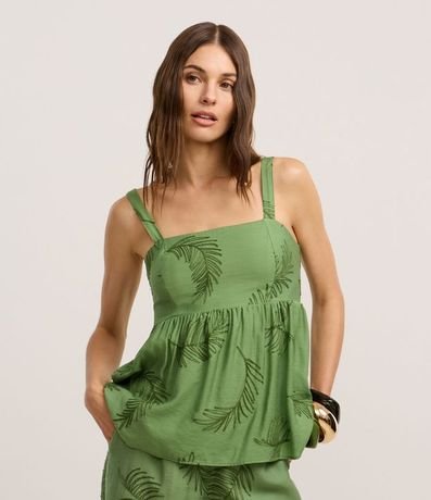 Blusa Bata de Bretel en Viscosa con Bordado Follaje