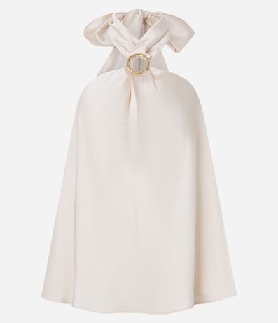 Blusa Frente Única en Satén con Aro en el Cuello Cruzada 5