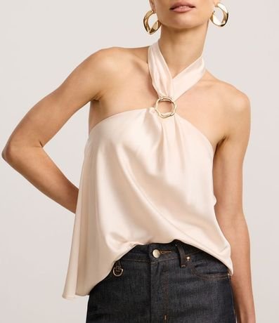 Blusa Frente Única en Satén con Aro en el Cuello Cruzada 3