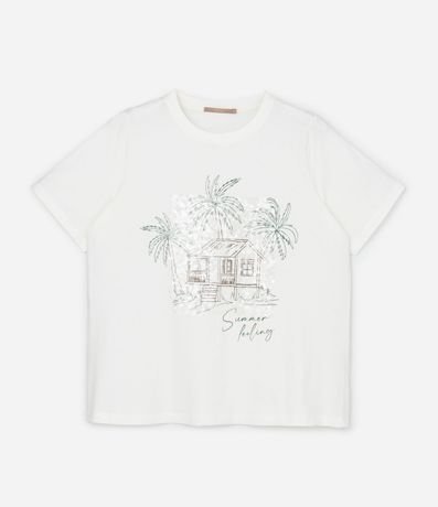 Remera con Estampa Palmeras y Lentejuelas  Curve & Plus Size 4