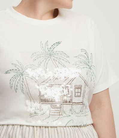 Remera con Estampa Palmeras y Lentejuelas  Curve & Plus Size 3