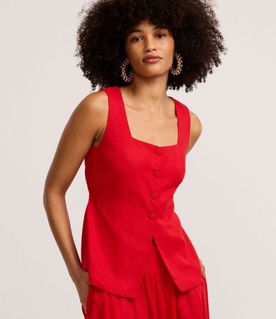 Blusa Alargada en Viscolino con Escote Cuadrado y Lazo