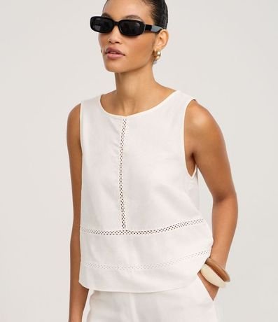 Blusa en Viscolino con com Recortes de Entremedios