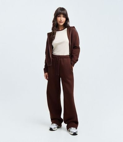 Pantalón Recto en Algodón con Felpa y Cintura Ajustable