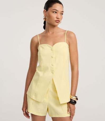 Blusa de Bretel en Viscosa con Escote Corazón y Botones