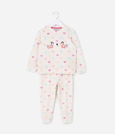 Pijama Infantil con Corazones y Pompones – Talle 1 a 4 años