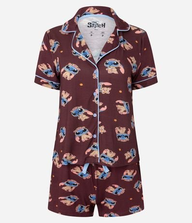 Pijama Short Doll Americano en Viscosa con Estampado Stitch Carpincho 4