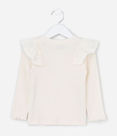 Blusa Infantil en Rib con Volado Broderie - Talle 1 a 6 años 2