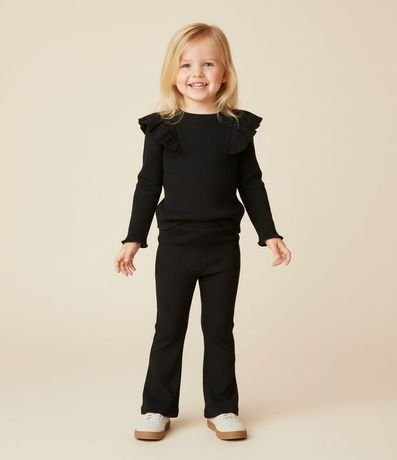 Blusa Infantil en Rib con Volado Broderie - Talle 1 a 6 años